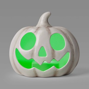 Lit Plastic Pumpkin Figurine - Hyde and EEK! Boutique™ Gray - 1 of 3
