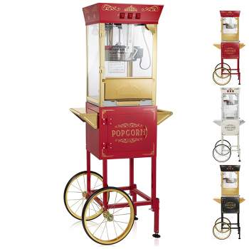 Olde Midway Movie Theater-Style Popcorn Machine Popper with Cart and 10 oz Kettle