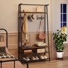 Coucheta Coat Rack Shoe Bench,4-In-1 Hall Tree with Coat Rack, Shoe Storage & Industrial Steel Frame, Wood Look, Multiple Sizes & Colors for Entryway - 2 of 4