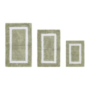 Hotel Bath Rug 100% Premium Cotton Tufted Weave Two Tone Reversible 3 Piece Bathroom Rug Set, Super Soft & Water Absorbent, Machine Washable Bathmat - 1 of 4