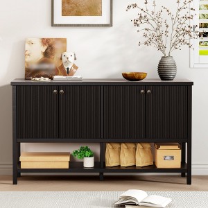 Bella Depot 59" Morden Striped Fluted Sideboard with 4 Door Bottom Shelf - 1 of 4
