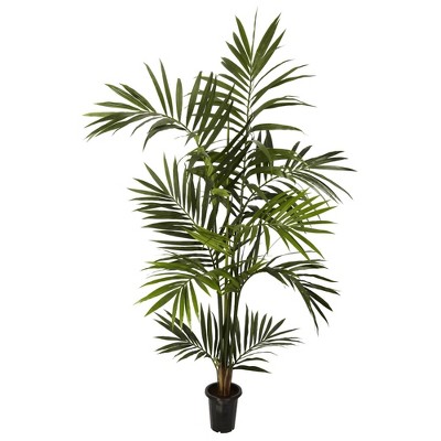 6-ft Green Kentia Palm Silk Tree in Black Plastic Pot