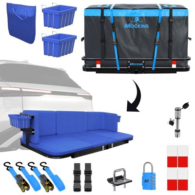 Mockins 48"x18"x6" 2-in-1 Hitch Cargo Carrier Basket and Hitch Bench Set with 15 Cu.Ft. Cargo Bag