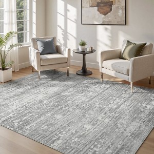 MontVoo Modern Abstract Washable Area Rug Gray - 1 of 4