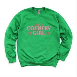 Just A Country Girl Stars Glitter/Puff Print -  Womens Graphic Sweatshirt - 1 of 4