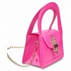 A Little Obsessed Girls' Glossy Mini Top Handle Bag - Hot Pink Purse with Gold-Tone Lock & Chain Strap for Kids (Youth) - 3 of 4