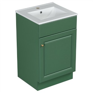 XINGHANZHENXUAN Bathroom Vanity with Ceramic Sink, Storage Cabinet with Soft-Close Doors & Adjustable Shelf - 1 of 4