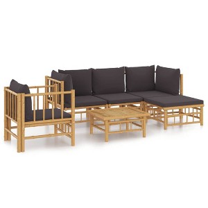 vidaXL Garden Lounge Set Dark Grey Bamboo, 100% polyester Medium Modular - 1 of 4