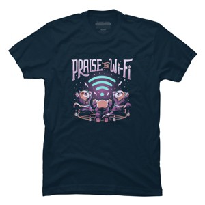 Men's Design By Humans Praise the Wifi Funny Evil Worship Cats By EduEly T-Shirt - 1 of 4