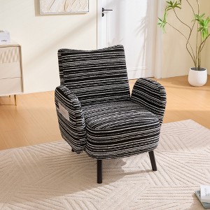 Upholstered Accent Chair Modern Armchair Cozy Reading Chair with Ergonomic Backrest & Storage Pocket - ModernLuxe - 1 of 4