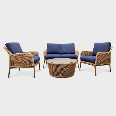 Terrell 4pc Patio Seating Set - Navy - Leisure Made