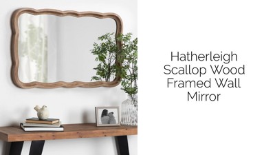 Hatherleigh 24" x 38" Rustic Brown Scalloped Wood Wall Mirror