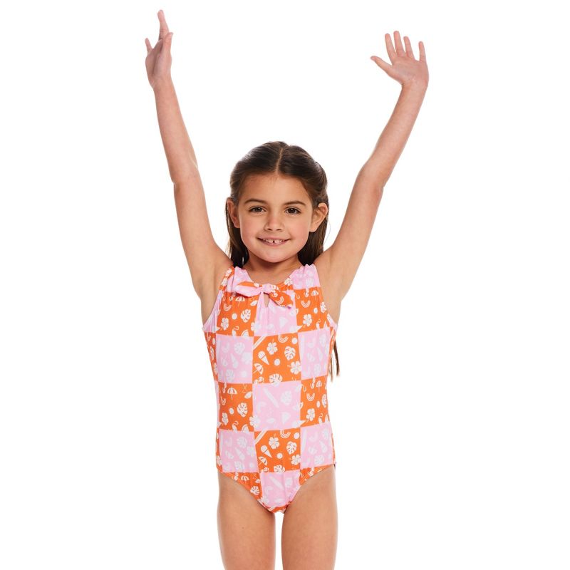 Andy & Evan  Toddler  Pink Checker Tie Detail Swimsuit, 5 of 6