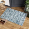 2x3ft Washed Back Low Pile Area Rug for Living Room, Washable Rugs for Bedroom, Hallway Runner, Large Non-Slip Carpet for Kitchen Dining Room (Blue) - 2 of 4