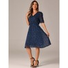 Allegra K Women's Metallic Stars Ruched Sleeve Elastic Waist V Neck A-line Dress - 4 of 4