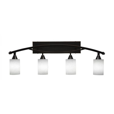 Toltec Lighting Bow 4 - Light Vanity in  Black Copper with 4" White Muslin Shade