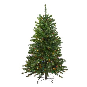 Northlight Pre-Lit Full Canadian Pine Artificial Christmas Tree - 4' - Multicolor Lights - 1 of 4
