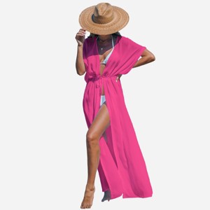 Women's Lace Up Front Longline Hem Maxi Cover Up - Cupshe - 1 of 4