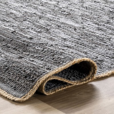 Handmade Reversible Flat-Woven Cotton Rug, 9' x 12', Gray