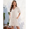 Women's V Neck Puff Sleeve Mini Dress Bow Detail Flowy Summer Party Dress Casual Sundress - 2 of 4