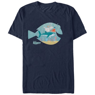 Men's Finding Dory Fish Frame T-shirt - Navy Blue - Large : Target