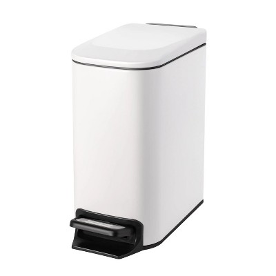 LunaLulinlk White 1.6 Gallon Small Bathroom Trash Can, Stainless Steel Trash Can with Lid
