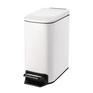 LunaLulinlk White 1.6 Gallon Small Bathroom Trash Can, Stainless Steel Trash Can with Lid - 1 of 4