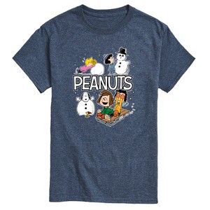 Men's - Peanuts - Peanuts Winter Stickers Short Sleeve Graphic T-Shirt - 1 of 4