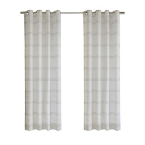 Habitat 100% Polyester Jasper Sheer Faux Linen Stripe Grommet Curtain Panel White - 1 of 4