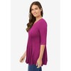 Woman Within Women's Plus Size Elbow Sleeve V-Neck Fit And Flare Tunic - 4 of 4