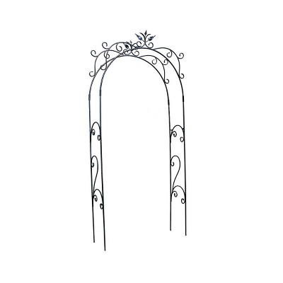 113" Tall Iron Handcrafted Tuileries Garden Arbor Graphite Powder Coated Finish - Achla Designs