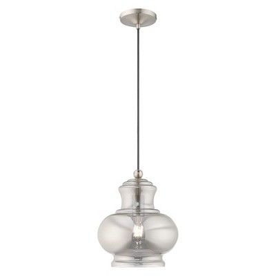 Livex Lighting Art Glass 1 - Light Pendant in  Brushed Nickel