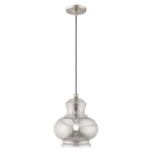 Livex Lighting Art Glass 1 - Light Pendant in  Brushed Nickel - 1 of 4