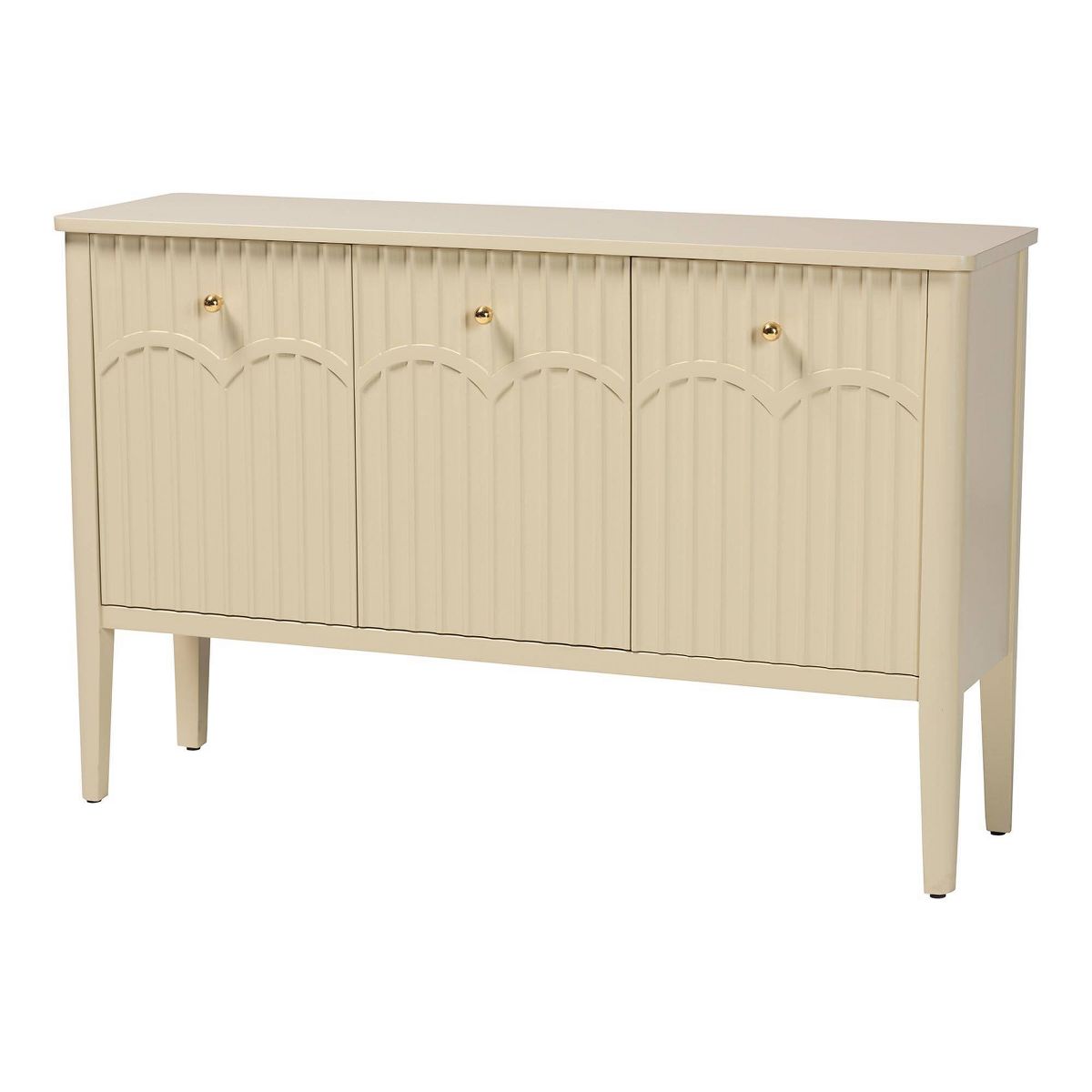 bali & pari Leeba Sideboard Modern Storage Buffet Console with Fluted Wood Beige