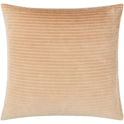 Kamesha Tan Cotton 22" Square Pillow Cover with Down Insert