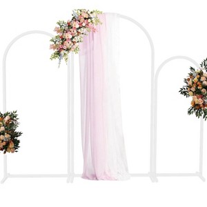 Artloge Set of 3 Large Metal White Wedding Arch Flower Backdrop Stand Ceremony Arch Frame for Wedding Birthday Party Decor - 1 of 4