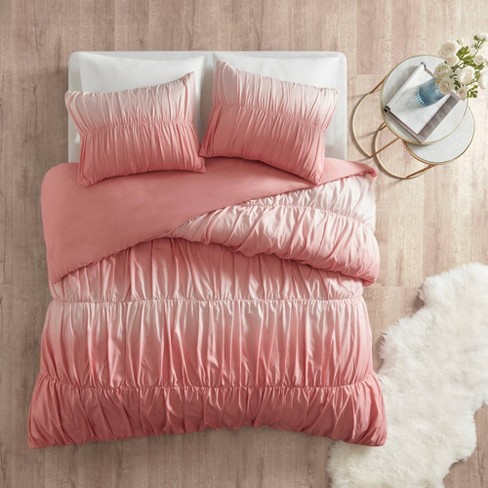 Lydia Twin Twin Extra Long 2pc Ombre And Ruched Duvet Cover Set
