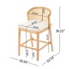 Natural Wood Counter Height Stools with Rattan Back and Cushioned Seat for Kitchen or Dining Set of 2–The Pop Home - 4 of 4