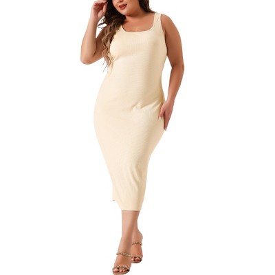 Agnes Orinda Women's Plus Size Beach Club Party Sleeveless Back Split Midi Bodycon Dresses
