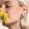 SOHI Women's Lavender:Olive Green The Small Lilypad Stud Earrings - 4 of 4
