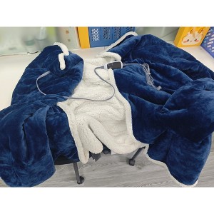 Oversized Wearable Heated Blanket with Foot Pocket & Sleeves, Washable Heated Robe with 6 Heating Levels & 4 H Timer for Dorm Office Couch, Khaki - 1 of 1