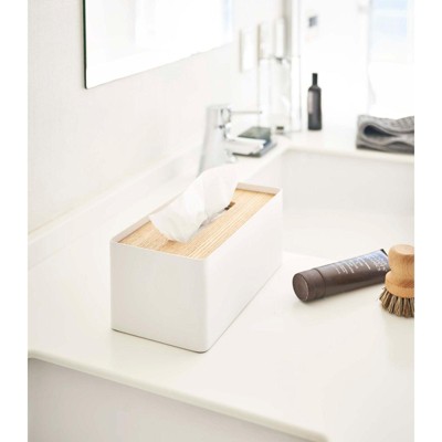 Black and Walnut Steel Rectangular Tissue Box Cover with Wooden Lid