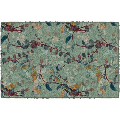 2'5"x3'8" Rectangle Indoor and Outdoor Floral Nylon Accent Rug Green - Brumlow Mills