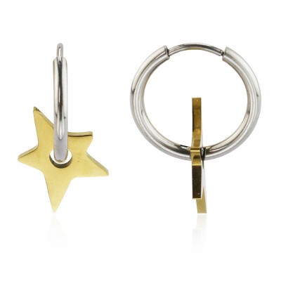 Slate by Rebl Star Hoop Earring  Gold and Stainless Steel, 16/25mm