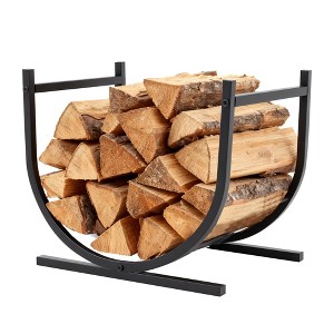 NAYSAYE Heavy Duty Firewood Stand Metal Log Storage Organizer for Indoor Fireplace Outdoor Patio and Garden Use, Black, 17.13"*12.99"*14.96" - 1 of 4