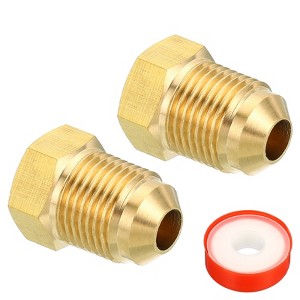 Unique Bargains Brass Reducer Gas Hex Coupling 45 Degree Flare Thread Tube Fittings - 1 of 4