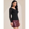 INSPIRE CHIC Women's Semi Sheer Long Sleeve Ruched V Neck Sequin Panel Casual Party Shirt - 3 of 4