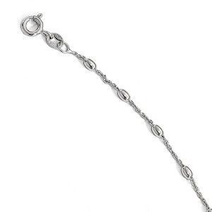 Black Bow Jewelry Sterling Silver Polished 2.6mm Beaded Cable Chain Anklet, 9-10 Inch - 1 of 4
