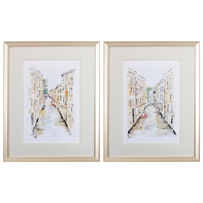 HomeRoots Set of Two Brown Streets of Venice Framed Art