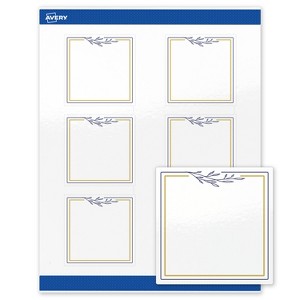 Avery 3" x 3" Labels, Gold & Navy Border with Florals, 60 ct - 1 of 4